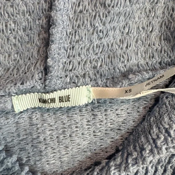 Boho Coquette Women XS Kimchi Blue Waffle Knit Cropped Hoodie Periwinkle Blue - Picture 3 of 7